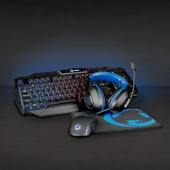 Nedis Gaming Combo Kit | 4-i-1 | Tangentbord, headset, mus och musmatta | Svart/Blå | AZERTY | FR Layout